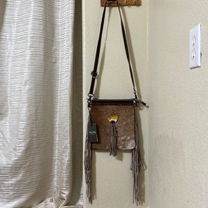 NWT Myra Crossbody Bag with fringe, Haircalf and Leather